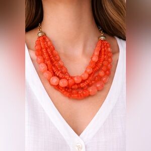 Coral Multi-Strand Statement Necklace | Resort Wear | Caribbean Vacation Jewelry